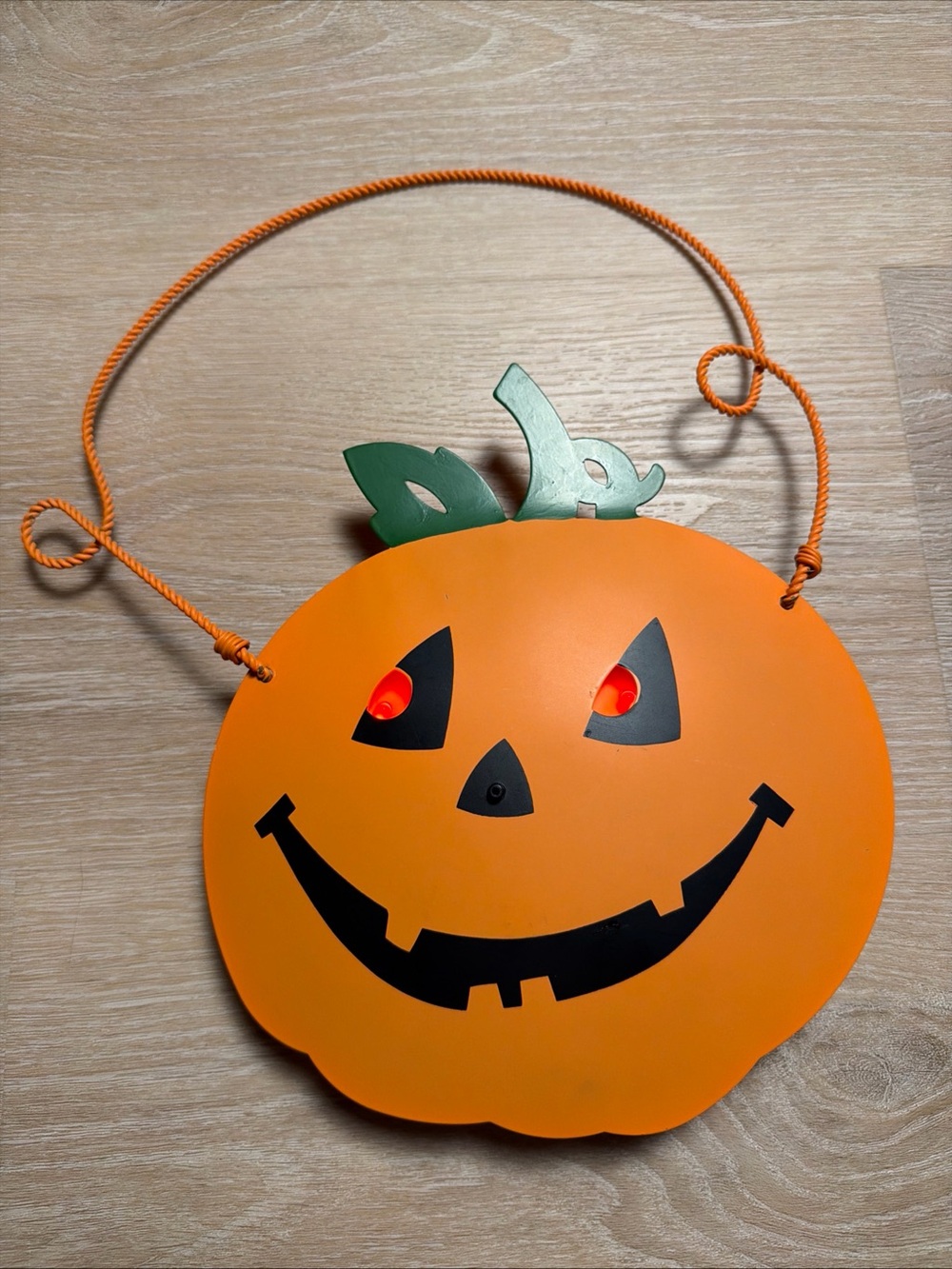 Metal Light Sound Motion Sensor Hanging Orange Halloween Jack O Lantern Pumpkin